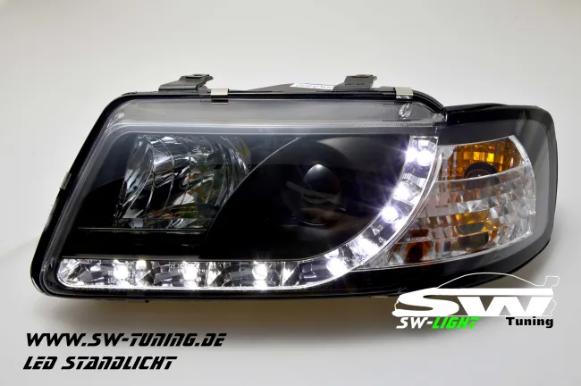 SW-Light Scheinwerfer für Audi A3 8L 96-00 mit LED Standlicht black