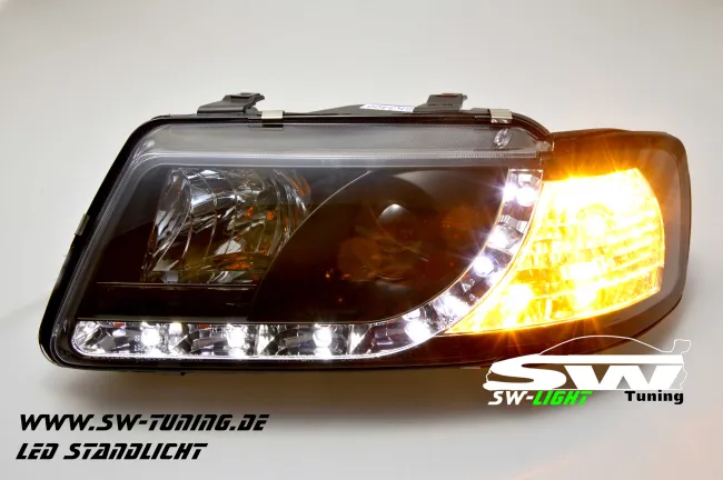 SW-Light Scheinwerfer für Audi A3 8L 96-00 mit LED Standlicht black