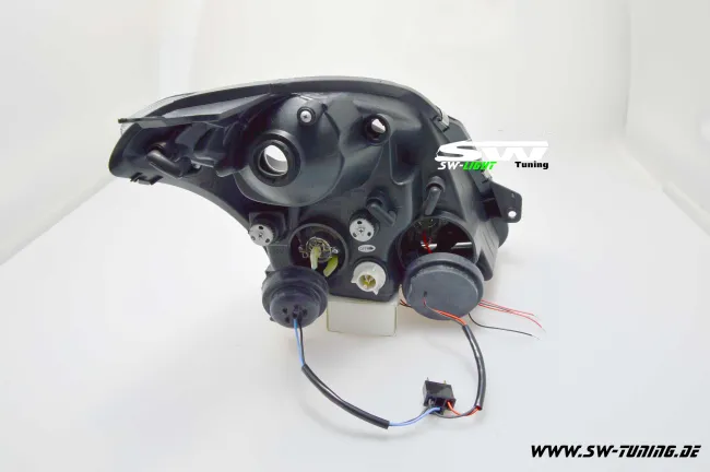 Angel eye headlights Suzuki Swift MZ EZ 05-10 LED 2 halo rims black