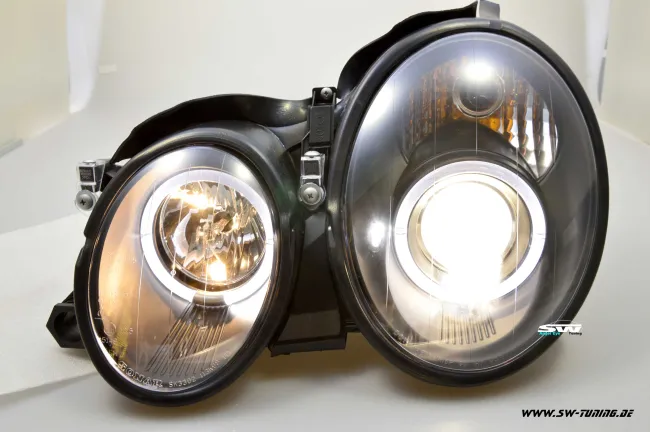 Angel Eye Scheinwerfer für Mercedes Benz CLK W208 97-02 black LED Standlichtringe