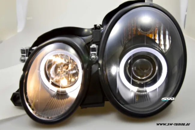 Angel Eye Scheinwerfer für Mercedes Benz CLK W208 97-02 black LED Standlichtringe