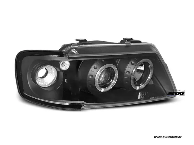 Angel Eye Scheinwerfer passend für Audi A3 8L 96-00 2 LED Standlichtringe Black
