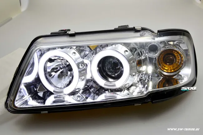 Angel Eye Scheinwerfer passend für Audi A3 8L 96-00 2 LED Standlichtringe chrom