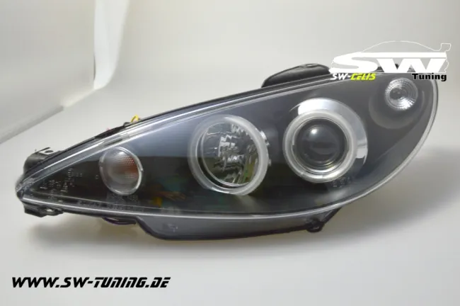 Angel Eye Scheinwerfer für Peugeot 206 99-07 2 LED Standlichtringe black