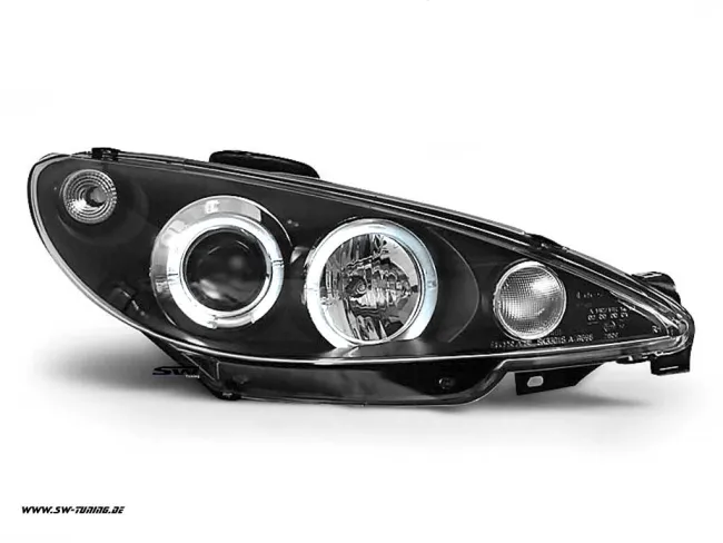 Angel Eye Scheinwerfer für Peugeot 206 99-07 2 LED Standlichtringe black