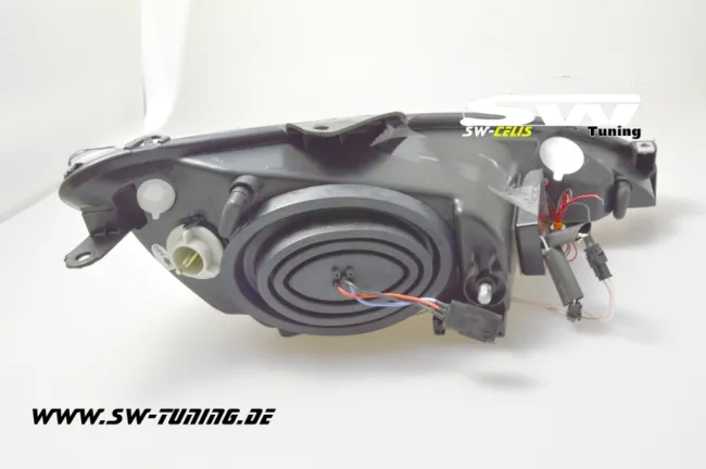 Angel Eye Scheinwerfer für Peugeot 206 99-07 2 LED Standlichtringe black