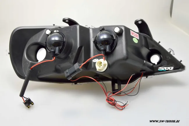 Angel Eye Scheinwerfer passend für Opel Astra G mit 2 LED Standlichtringe black