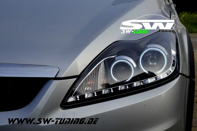 Angel Eye Scheinwerfer für Ford Focus Mk2 08-11 mit CCFL-Ringe black