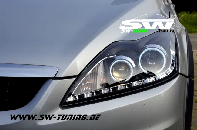 Angel Eye Scheinwerfer für Ford Focus Mk2 08-11 mit CCFL-Ringe black