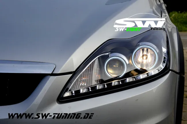 Angel Eye Scheinwerfer für Ford Focus Mk2 08-11 mit CCFL-Ringe black