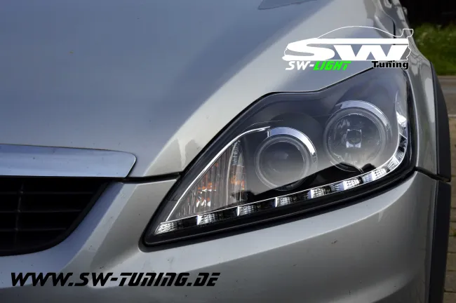 Angel Eye Scheinwerfer für Ford Focus Mk2 08-11 mit CCFL-Ringe black