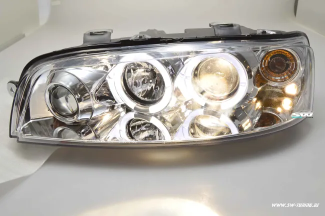 Angel Eye Scheinwerfer Fiat Punto Typ 188 99-03 2 LED Standlichtringe chrome