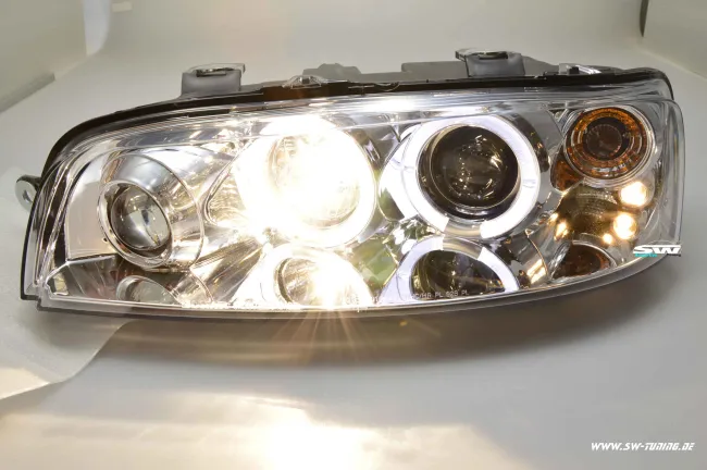 Angel Eye Scheinwerfer Fiat Punto Typ 188 99-03 2 LED Standlichtringe chrome