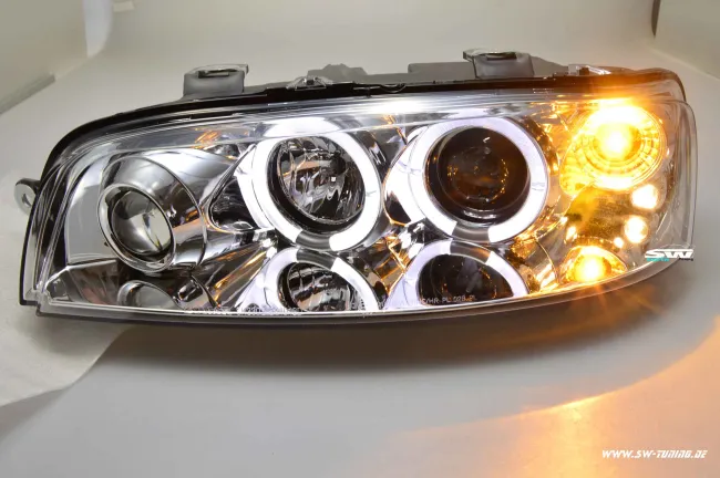 Angel Eye Scheinwerfer Fiat Punto Typ 188 99-03 2 LED Standlichtringe chrome