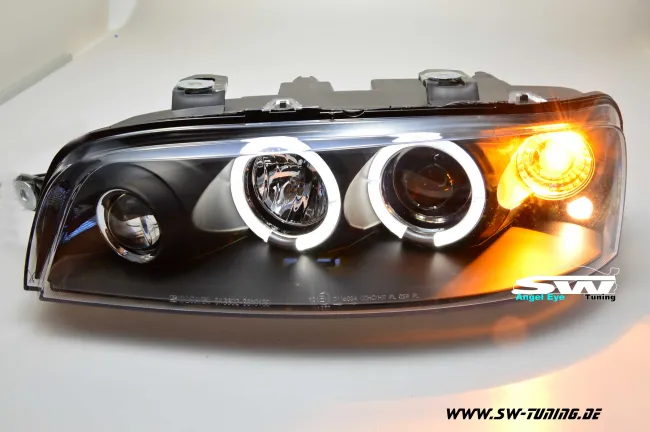 Angel Eye Scheinwerfer Fiat Punto Typ 188 99-03 2 LED Standlichtringe black