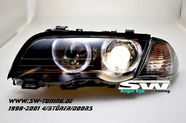 Angel Eye Scheinwerfer 3er BMW E46 Lim/Touring 98-01 LWR black Standlichtringe