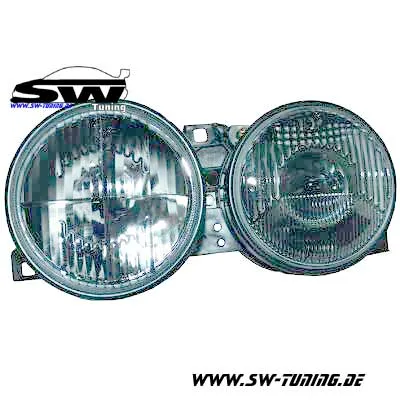 Scheinwerfer für 3er BMW E30 83-94 chrome Fadenkreuz und DE-Linse