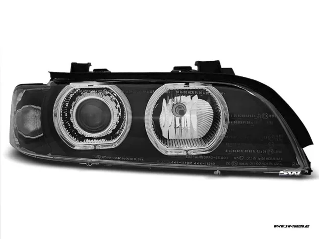 Angel Eye Scheinwerfer für 5er BMW E39 95-00 mit High LED Standlichtringe black