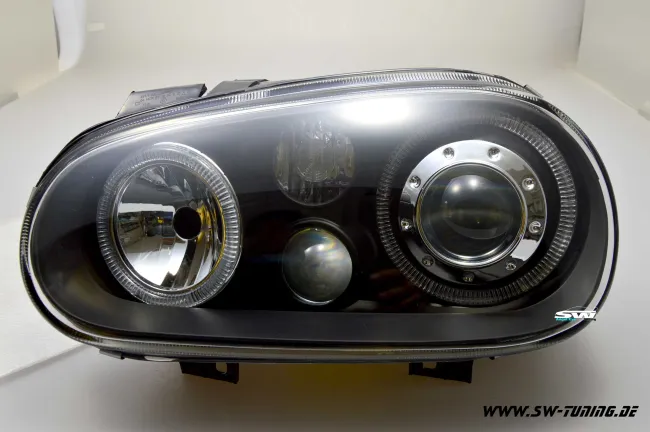 Angel eye headlights for VW Golf IV 2 halo rims black R-Look