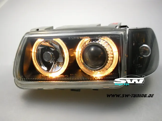headlights VW Polo 6N 95-98 2 halo rims black
