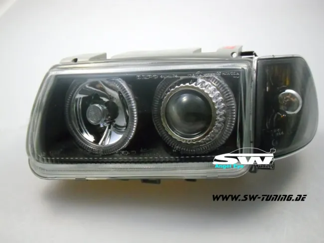 headlights VW Polo 6N 95-98 2 halo rims black