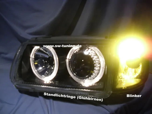 headlights VW Polo 6N 95-98 2 halo rims black