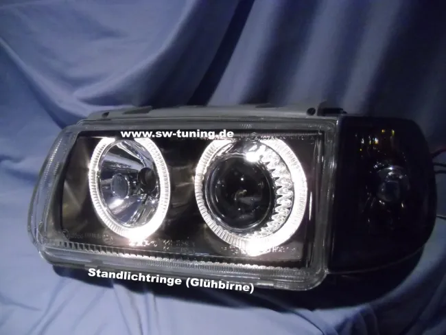 headlights VW Polo 6N 95-98 2 halo rims black