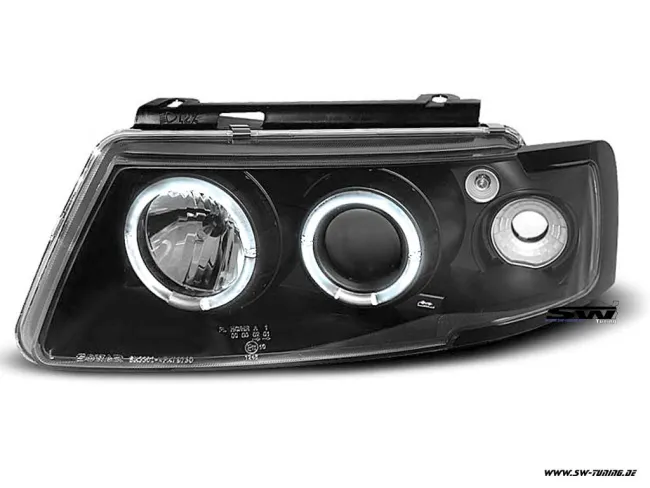 Angel Eye Scheinwerfer für VW Passat 3B 96-00 mit 2 LED Standlichtringe black