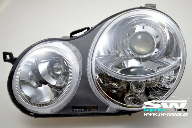 headlights VW Polo 02-04 9N 2 halo rims chrome