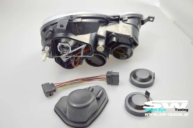 headlights VW Polo 02-04 9N 2 halo rims chrome