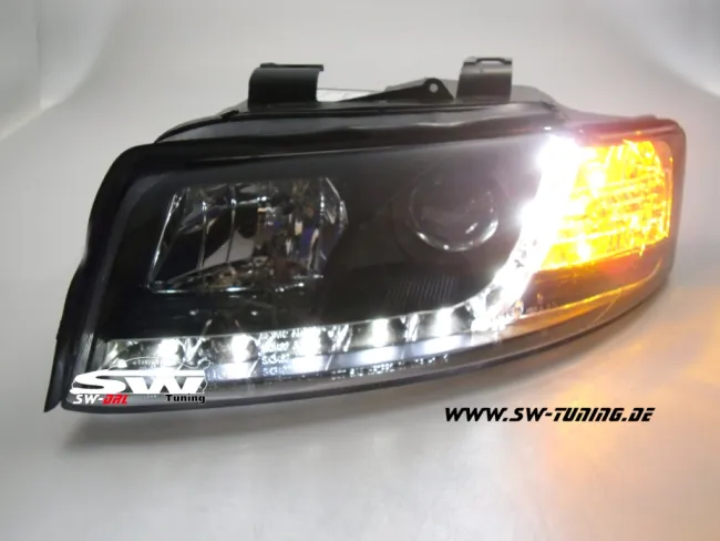 SW-DRL Scheinwerfer passend für AUDI A4 B6 8E 01-04 LED Tagfahrlicht black