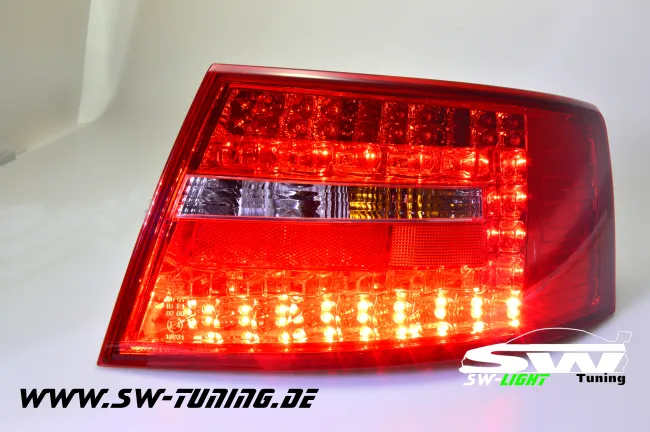 SW-Light LED Rückleuchten passend für Audi A6 4F Limousine 04-08 red/chrystal (6Pin)