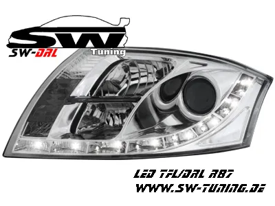 SW-DRL Scheinwerfer AUDI TT 8N mit LED Tagfahrlicht R87 chrome
