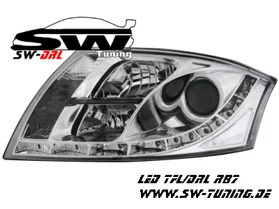 SW-DRL Scheinwerfer AUDI TT 8N mit LED Tagfahrlicht R87 chrome