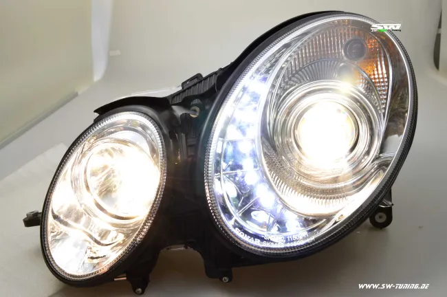 SW-Light Scheinwerfer Mercedes Benz E-Klasse W211 06-08 chrome Facelift