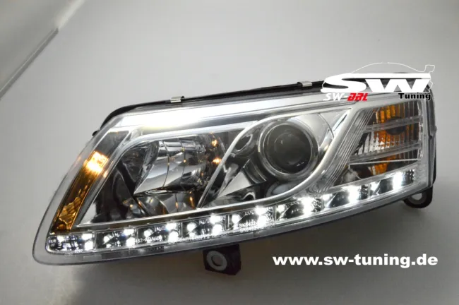 SW-DRL headlights AUDI A6 4F 04-07 REAL Daytime Runing Light chr