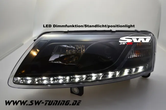 SW-DRL Scheinwerfer für AUDI A6 4F 04-07 LED Tagfahrlicht black