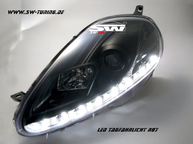 SW-DRL headlights Fiat Grande Punto Typ 199 05-08 LED drl R87 Black