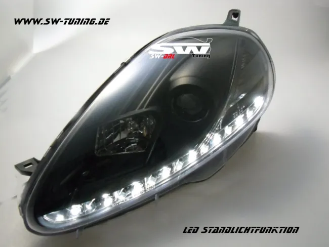 SW-DRL headlights Fiat Grande Punto Typ 199 05-08 LED drl R87 Black
