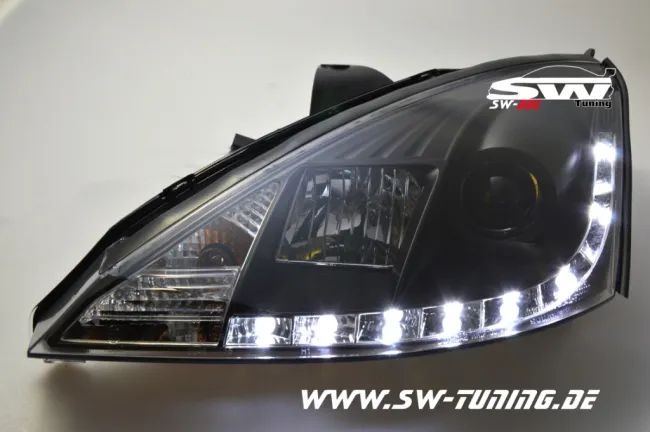 SW-DRL Scheinwerfer Ford Focus Mk1 01-04 LED Tagfahrlicht R87 black