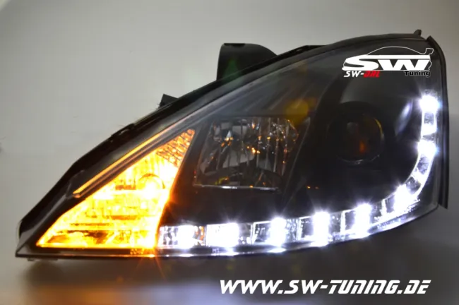 SW-DRL Scheinwerfer Ford Focus Mk1 01-04 LED Tagfahrlicht R87 black