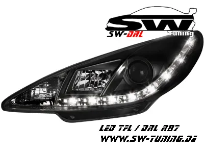 SW-DRL Scheinwerfer Peugeot 206 98-07 LED Tagfahrlicht R87 black