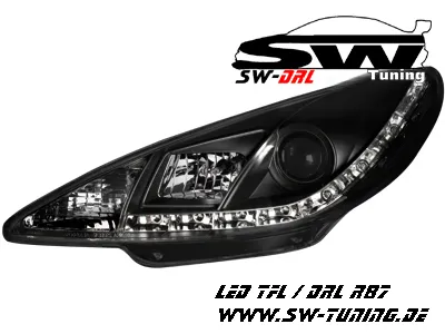 SW-DRL Scheinwerfer Peugeot 206 98-07 LED Tagfahrlicht R87 black