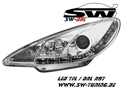 SW-DRL Scheinwerfer Peugeot 206 98-07 LED Tagfahrlicht R87 chrom