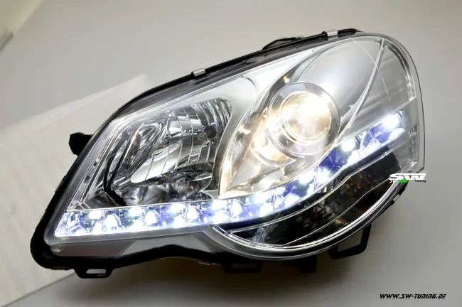 SW-DRL Scheinwerfer VW Polo 9N3 05/05-09 LED Tagfahrlicht chrome