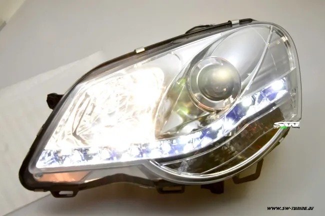 SW-DRL Scheinwerfer VW Polo 9N3 05/05-09 LED Tagfahrlicht chrome