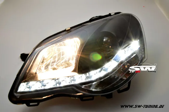 SW-DRL Scheinwerfer VW Polo 9N3 05/05-09 LED Tagfahrlicht black