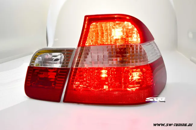 SW Rückleuchten für 3er BMW E46 Limo 98-01 in red/crystal