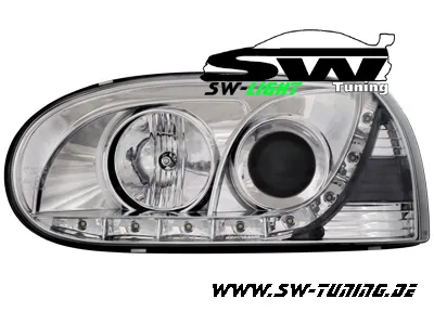 SW-Light Scheinwerfer VW Golf III 91-98 mit LED TFL-Optik chrome