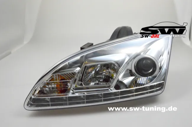 SW-DRL headlights Ford Focus Mk2 04-08 real LED DRL R87 ch